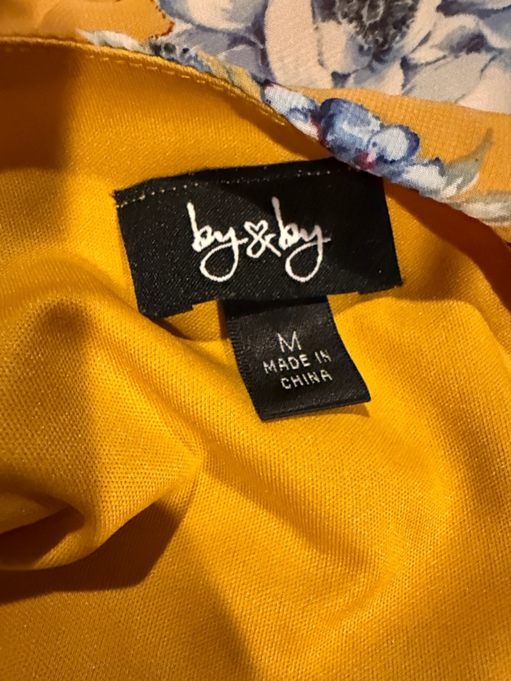 by & by Yellow Floral Sleeveless Midi Dress with Blue and White Blooms - Picture 4 of 6